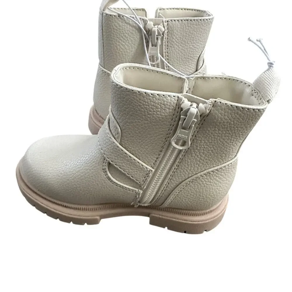 Toddler Girls Cat & Jack Evie Ankle Boots Cream Soft Faux Leather